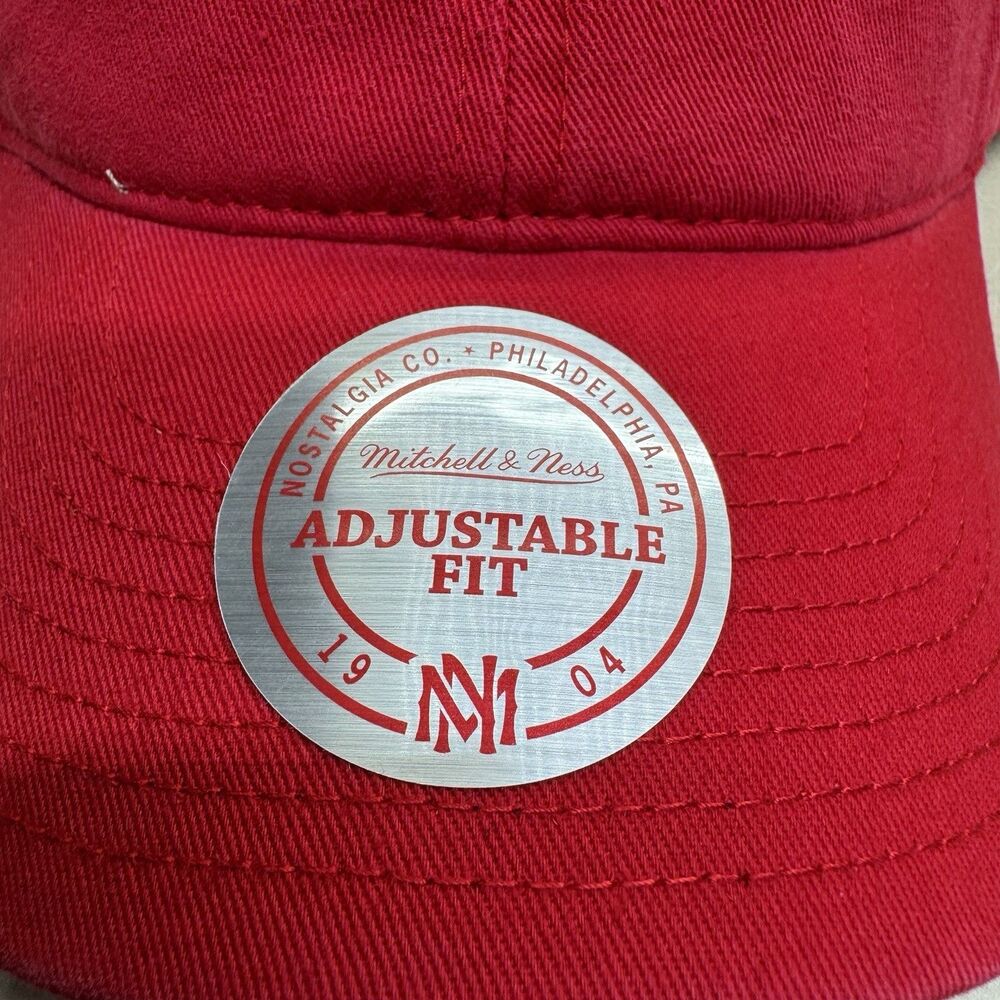 New Mitchell Ness Blank Basic Dad Hat Cap Red Adj… - image 2